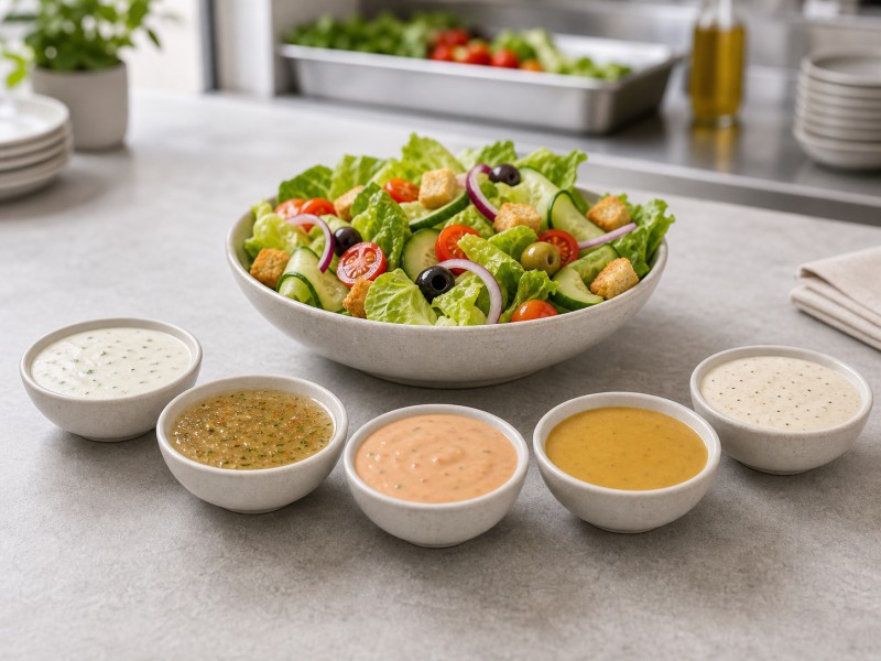 Saladedressing met verschillende smaken