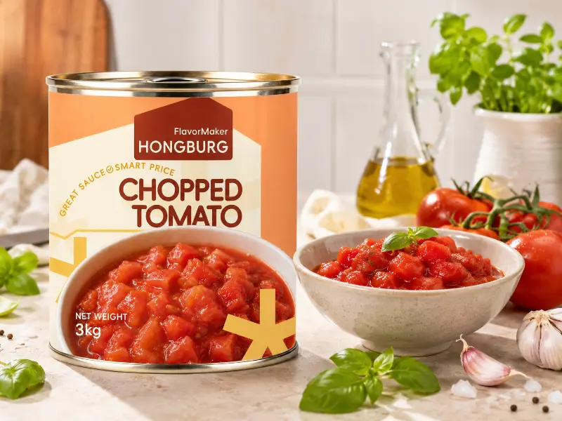 Klassieke ingeblikte gehakte tomaten