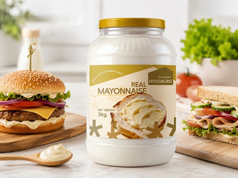 Romige, gladde echte mayonaise voor sandwiches en burgers