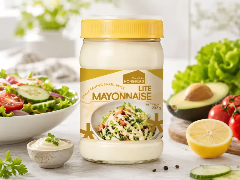 Lite-mayonaise in glazen fles