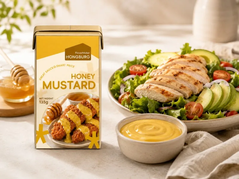Zoete en zijdezachte honing-mosterdsaus